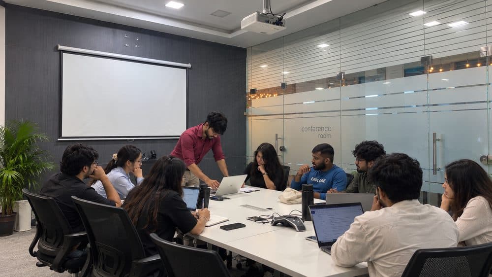 GlobeCraft Marketing strategy meeting in the conference room